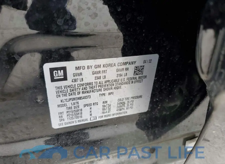 KL7CJPSM3NB540373# 13