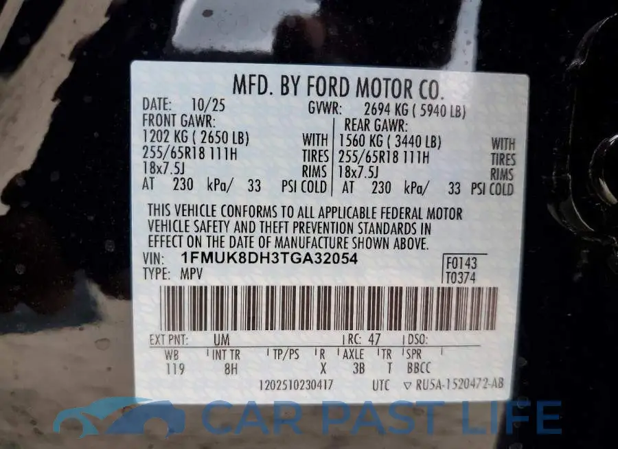 1FMUK8DH3TGA32054# 13