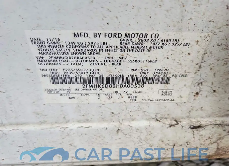 2FMHK6D82HBA00538# 12