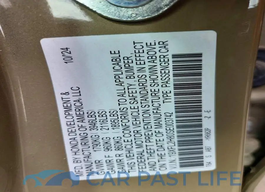 19XFL2H80SE003742# 12