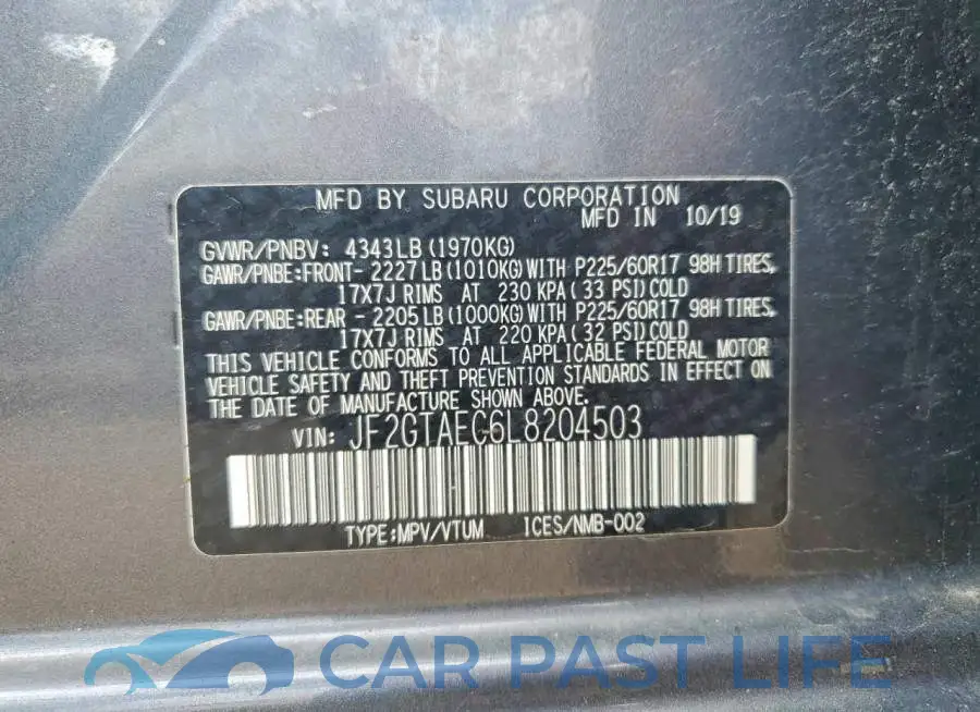 JF2GTAEC6L8204503# 13
