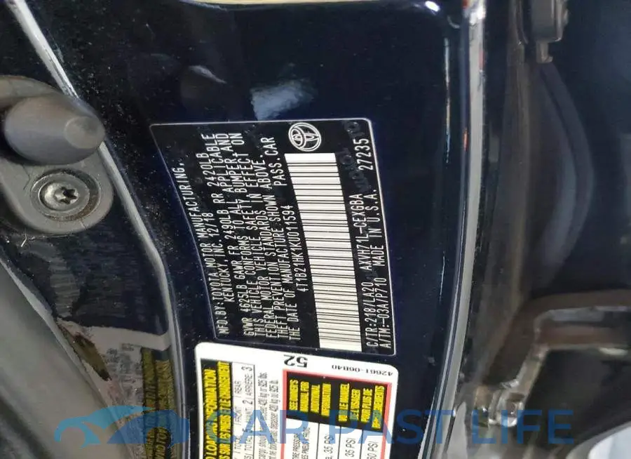 4T1B21HK1KU011594# 12