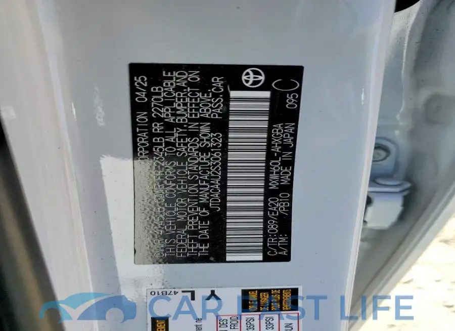 JTDACAAU2S3061323# 12