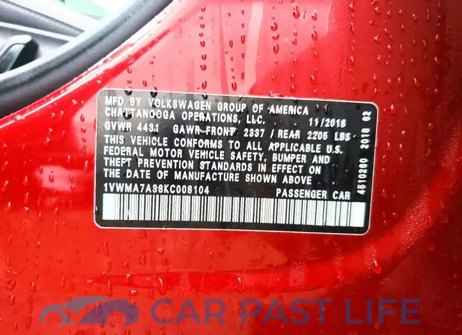 1VWMA7A38KC008104# 12
