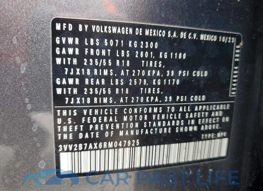 3VV2B7AX6RM047925# 13