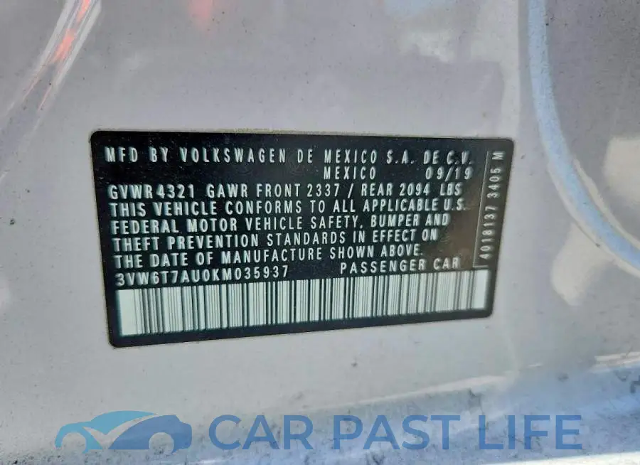 3VW6T7AU0KM035937# 12