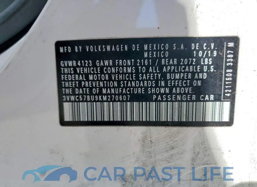 3VWC57BU9KM270607# 12