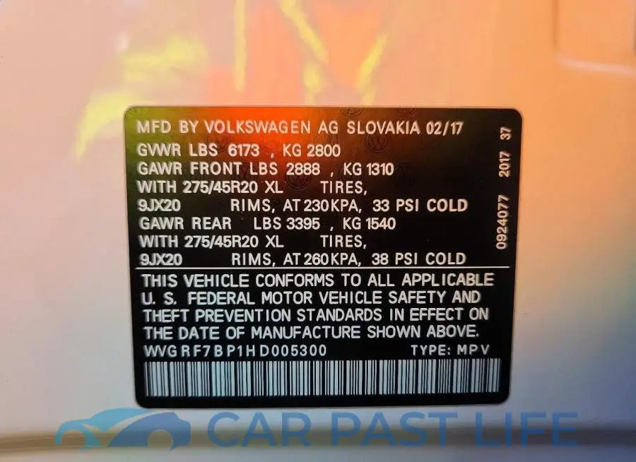 WVGRF7BP1HD005300# 13