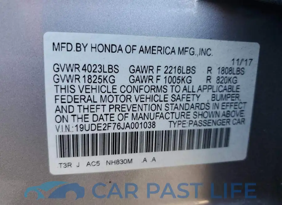 19UDE2F76JA001038# 12