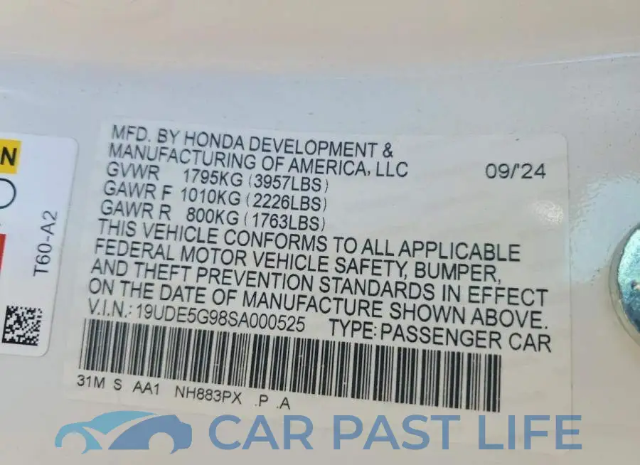 19UDE5G98SA000525# 13