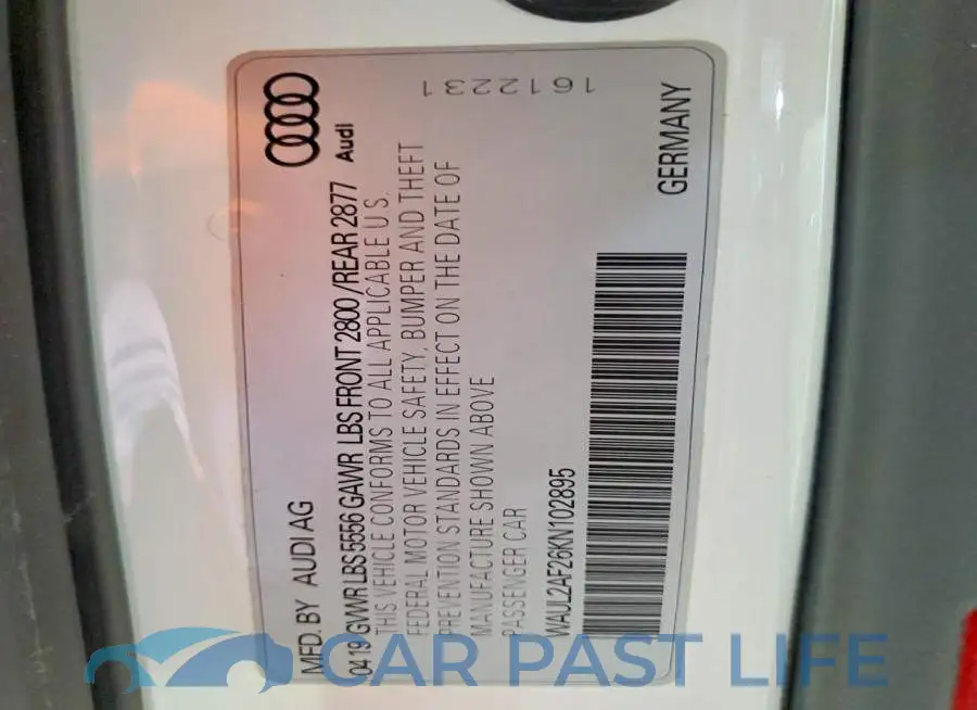 WAUL2AF26KN102895# 12
