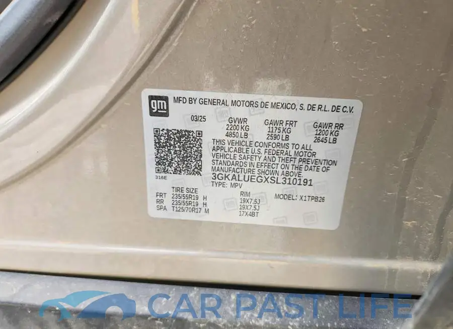 3GKALUEGXSL310191# 14