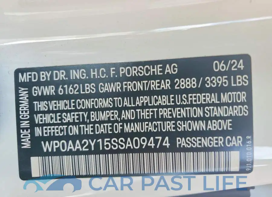 WP0AA2Y15SSA09474# 12