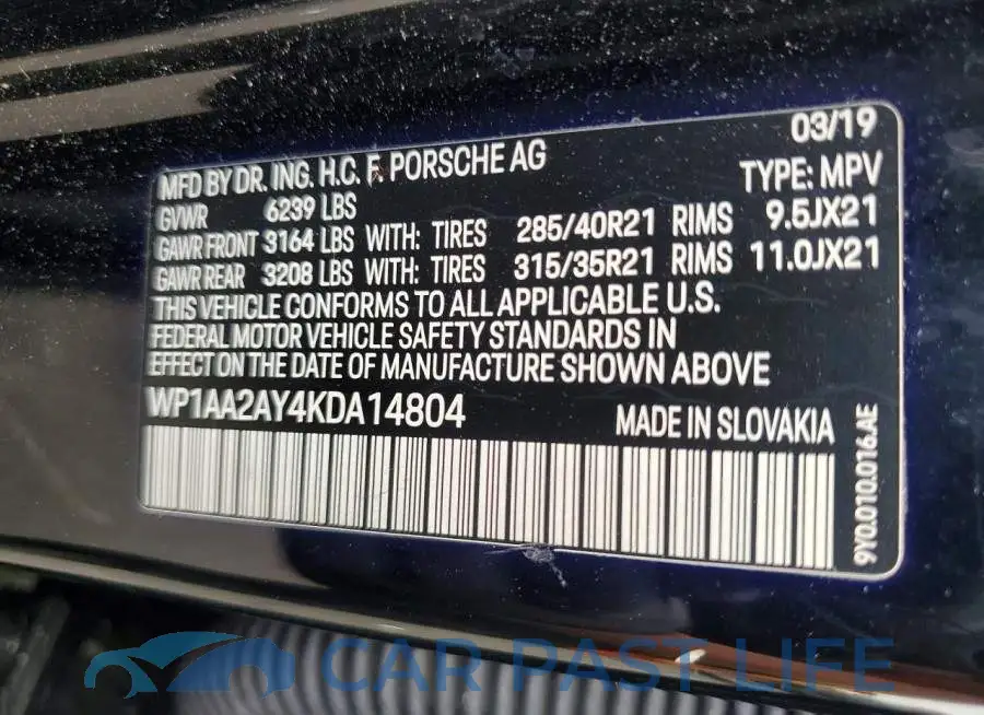 WP1AA2AY4KDA14804# 13