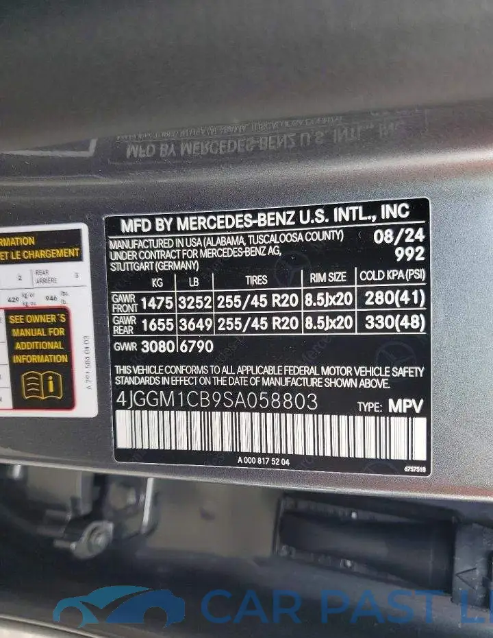 4JGGM1CB9SA058803# 13