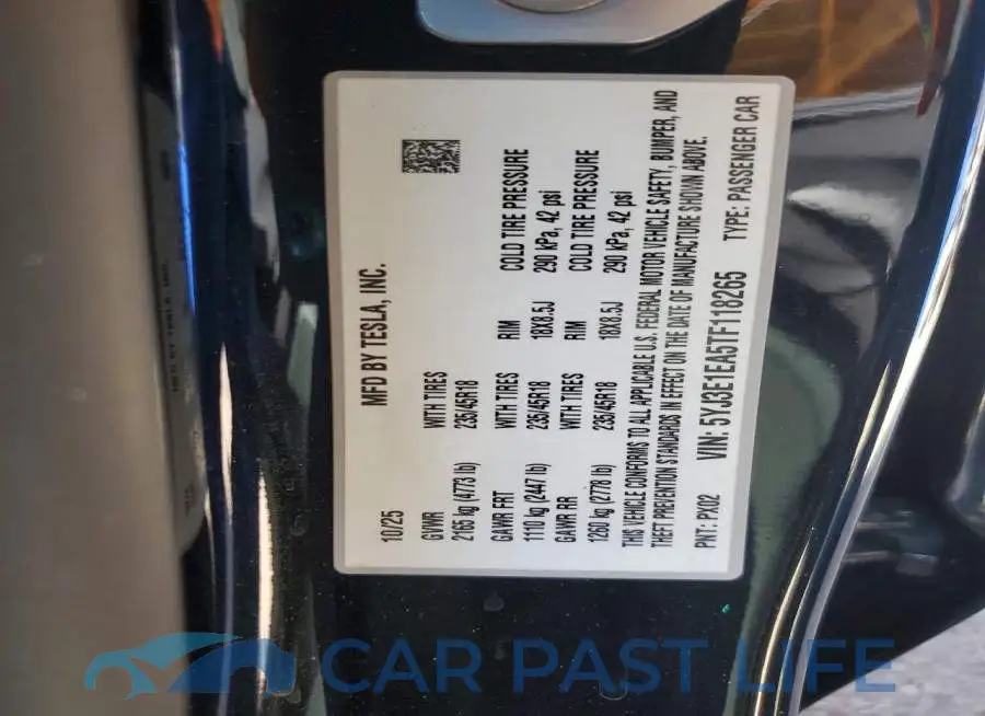 5YJ3E1EA5TF118265# 13