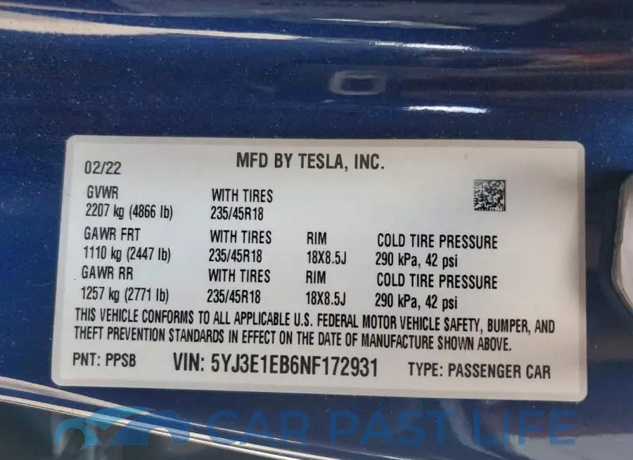 5YJ3E1EB6NF172931# 12