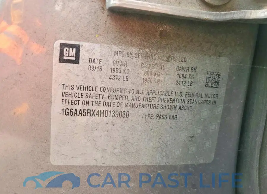 1G6AA5RX4H0139030# 12