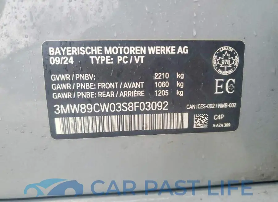 3MW89CW03S8F03092# 12