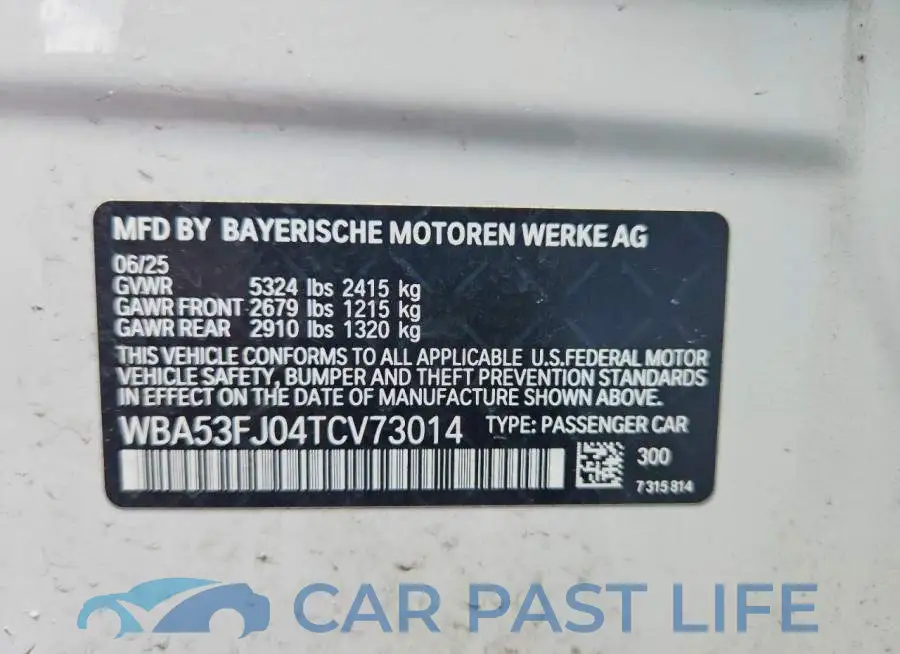 WBA53FJ04TCV73014# 12