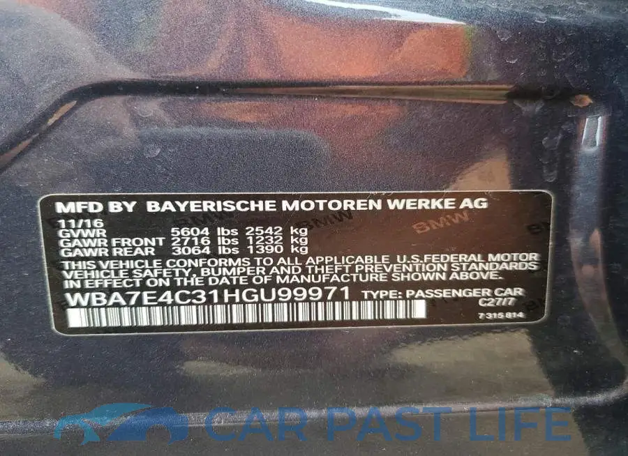 WBA7E4C31HGU99971# 12