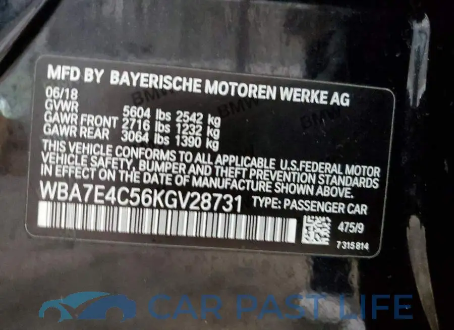 WBA7E4C56KGV28731# 12
