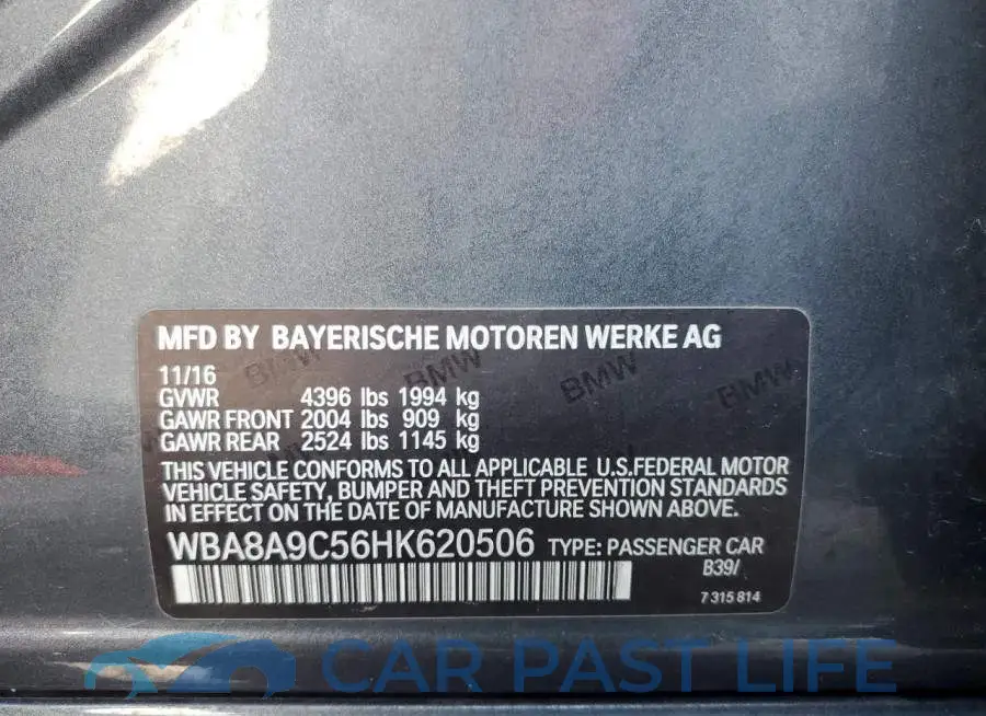 WBA8A9C56HK620506# 12