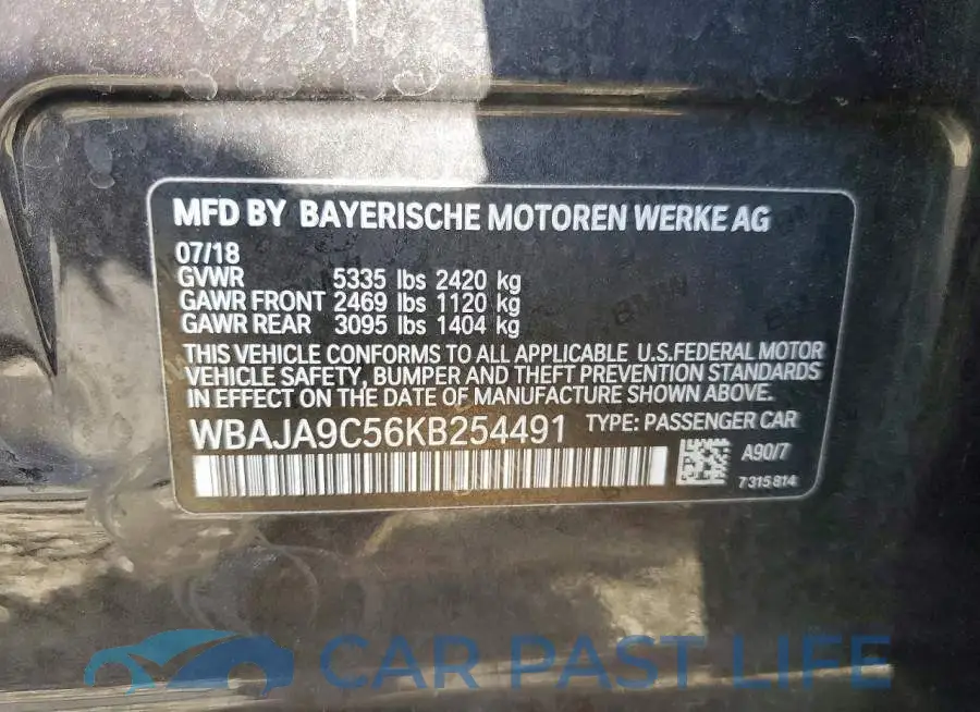 WBAJA9C56KB254491# 12