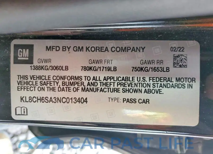 KL8CH6SA3NC013404# 12