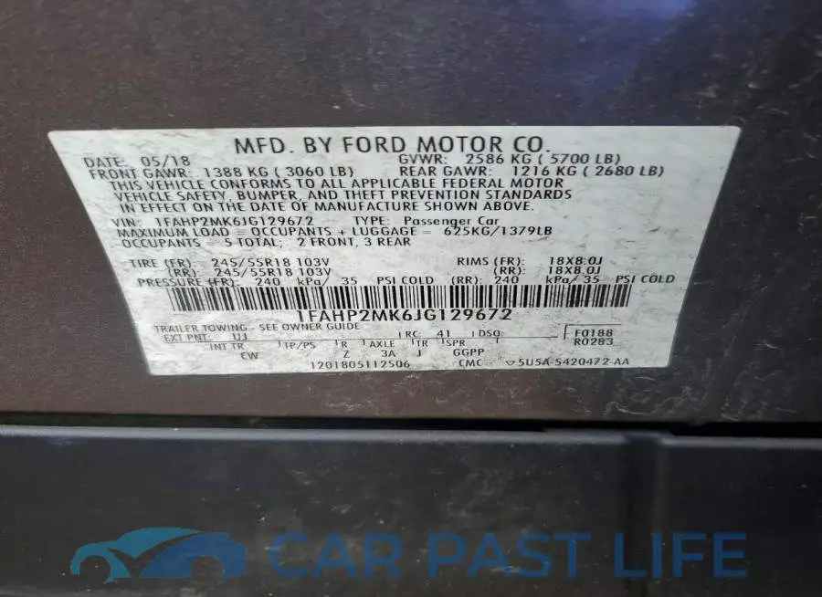 1FAHP2MK6JG129672# 12
