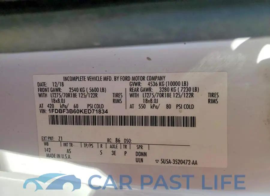 1FDBF3B60KED71834# 12