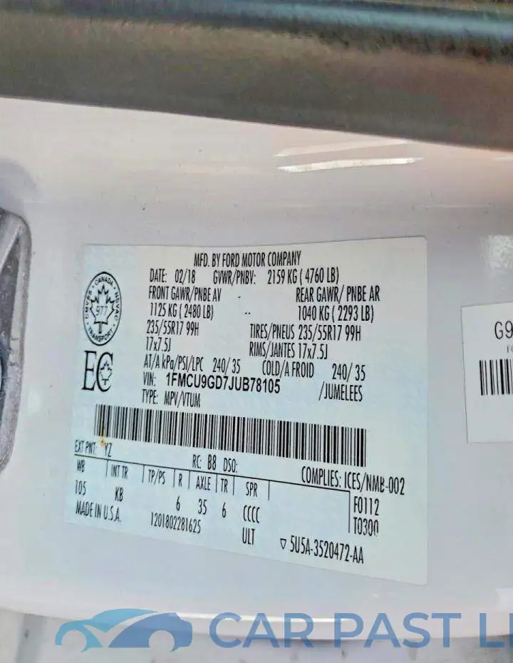 1FMCU9GD7JUB78105# 13