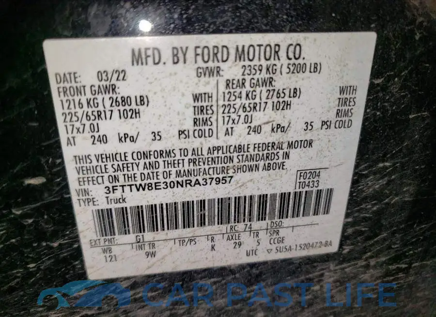 3FTTW8E30NRA37957# 13