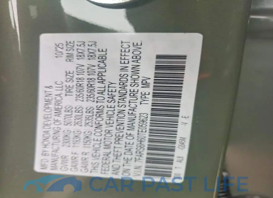 7FARS6H60TE059623# 13