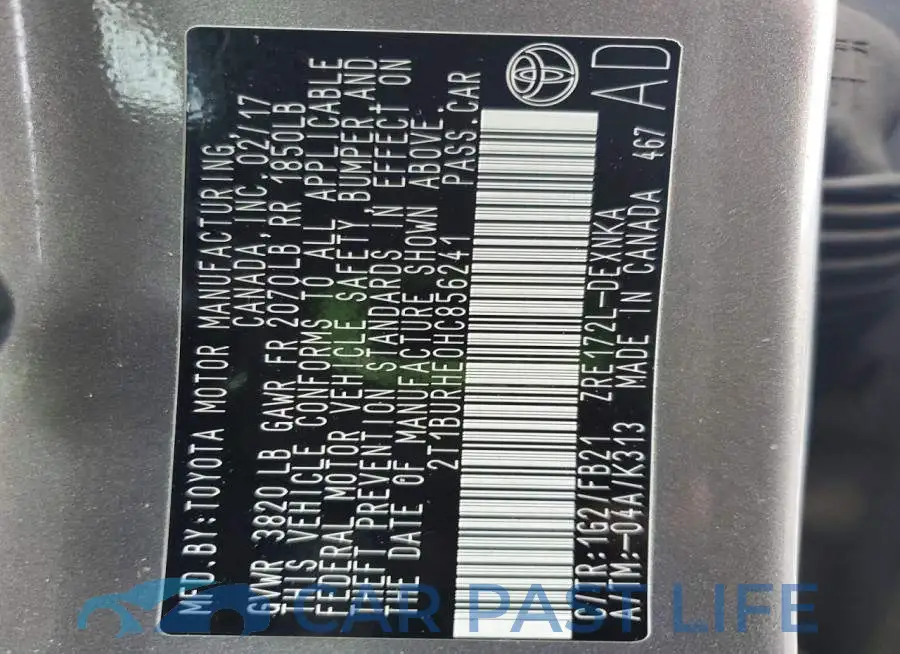 2T1BURHE0HC856241# 12