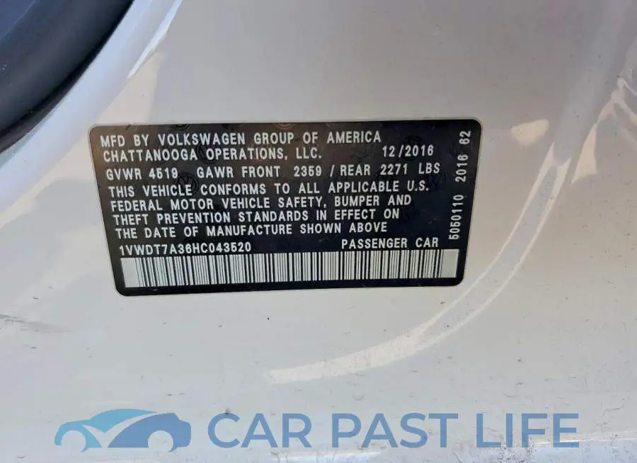 1VWDT7A36HC043520# 12