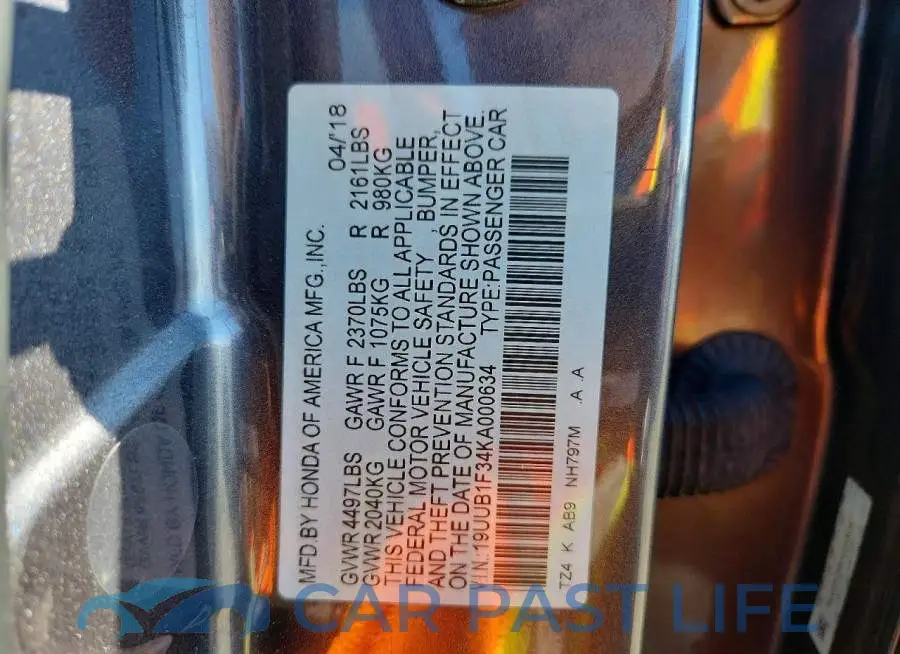 19UUB1F34KA000634# 13