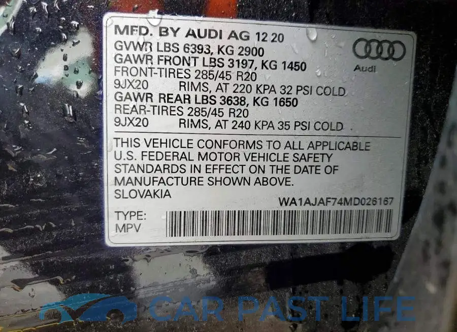 WA1AJAF74MD026167# 13