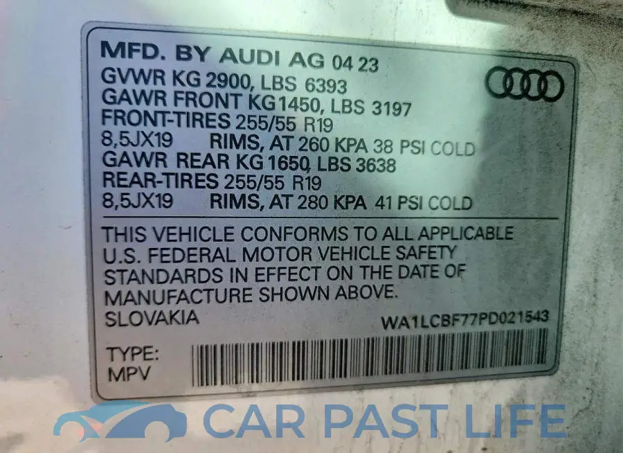 WA1LCBF77PD021543# 13