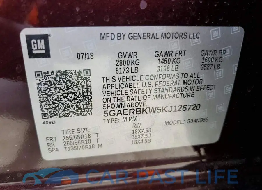 5GAERBKW5KJ126720# 13