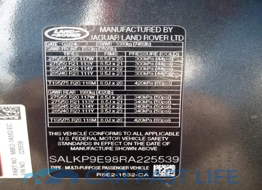SALKP9E98RA225539# 13