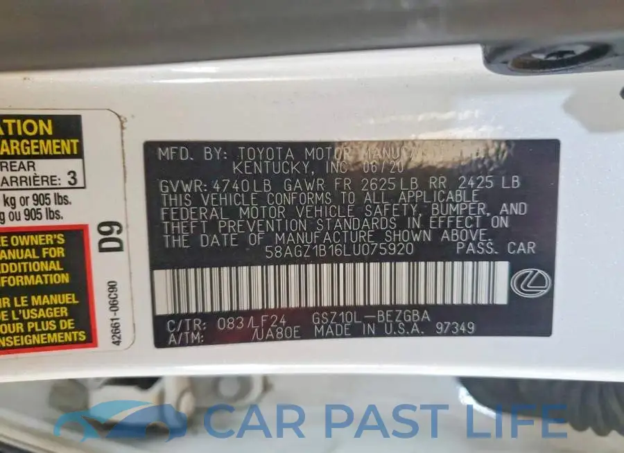 58AGZ1B16LU075920# 12
