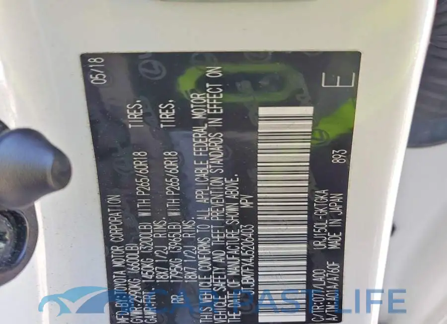 JTJBM7FX4J5206403# 13