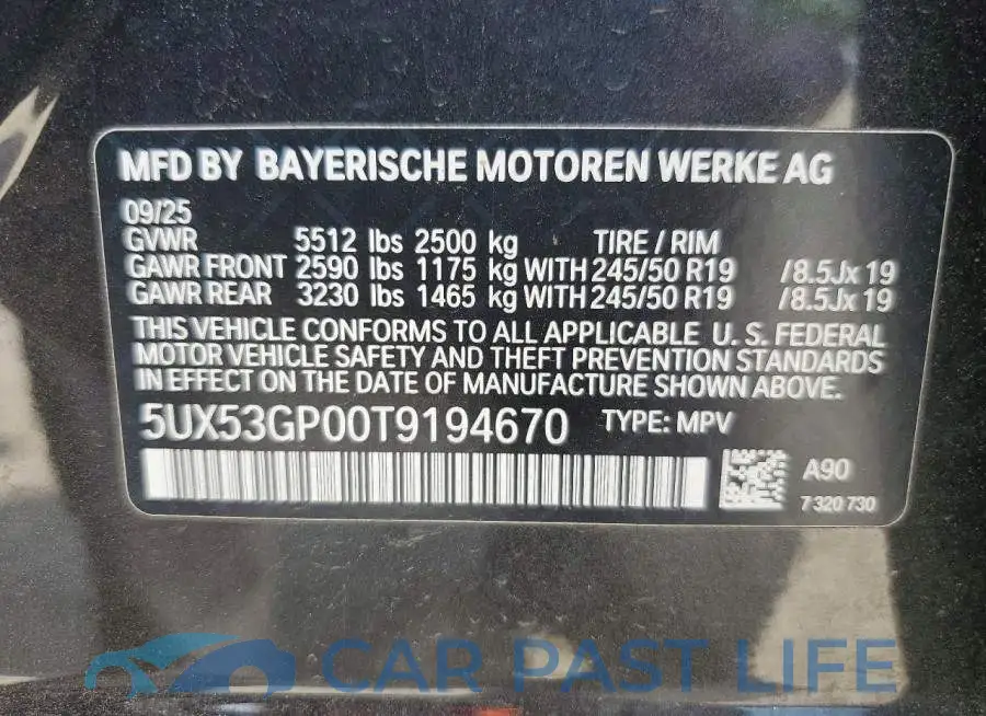 5UX53GP00T9194670# 13