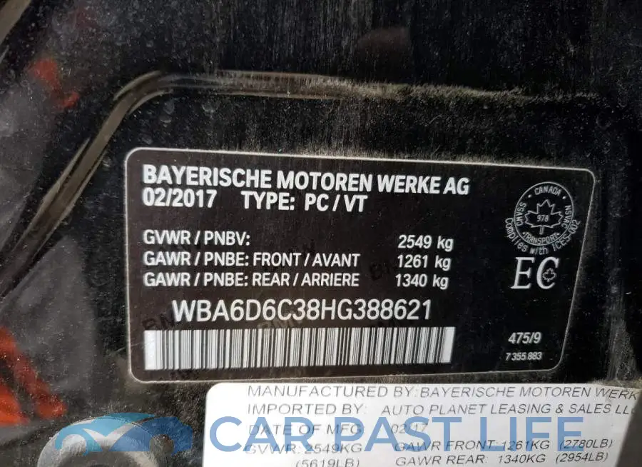 WBA6D6C38HG388621# 12