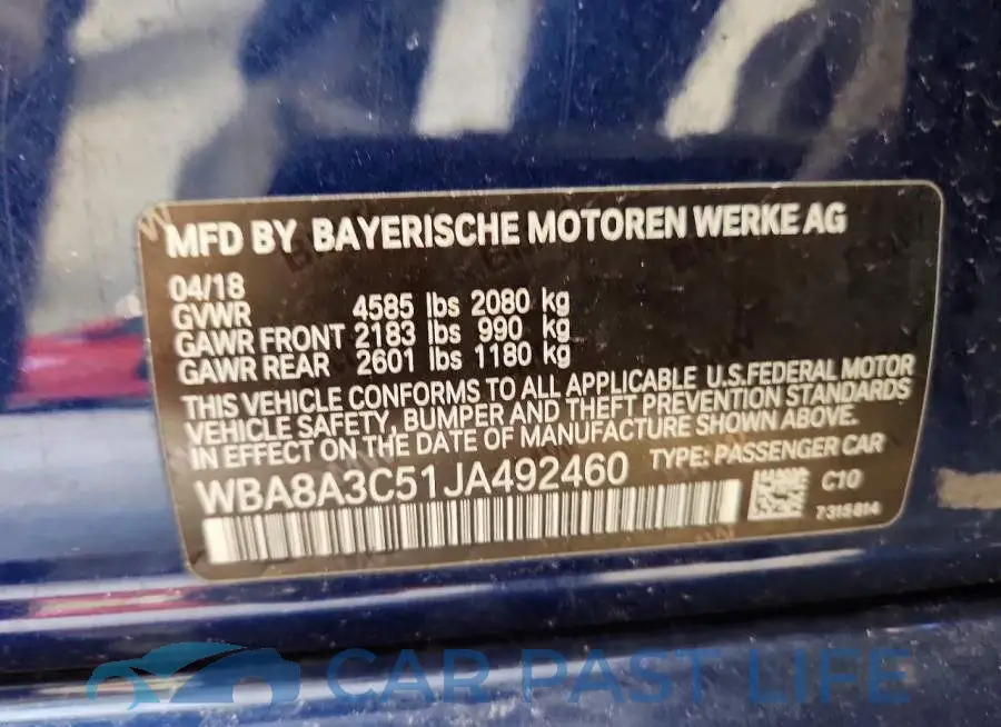 WBA8A3C51JA492460# 12