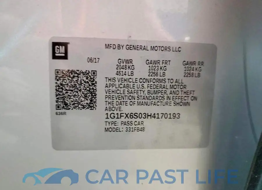 1G1FX6S03H4170193# 13