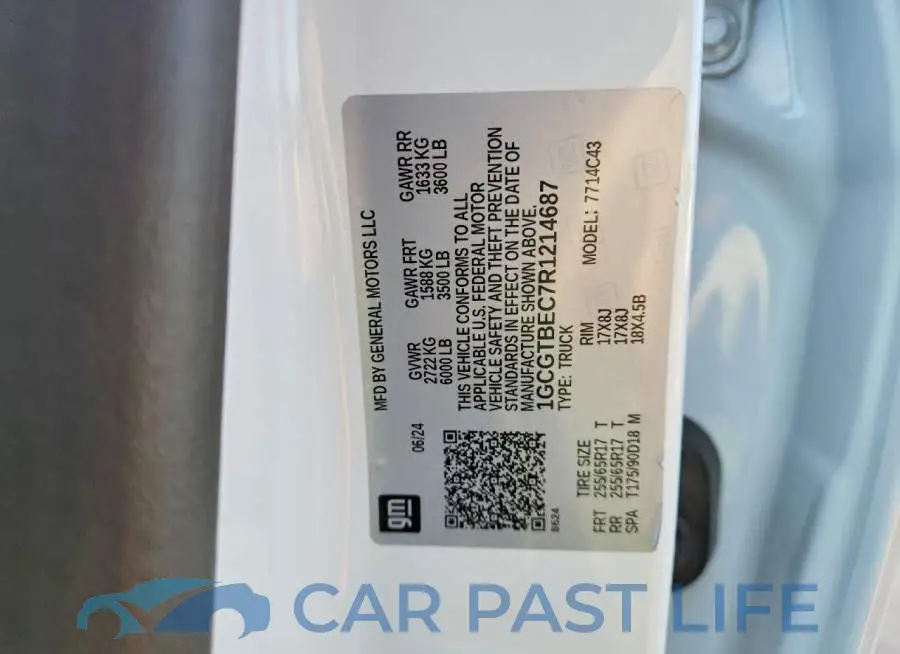 1GCGTBEC7R1214687# 12