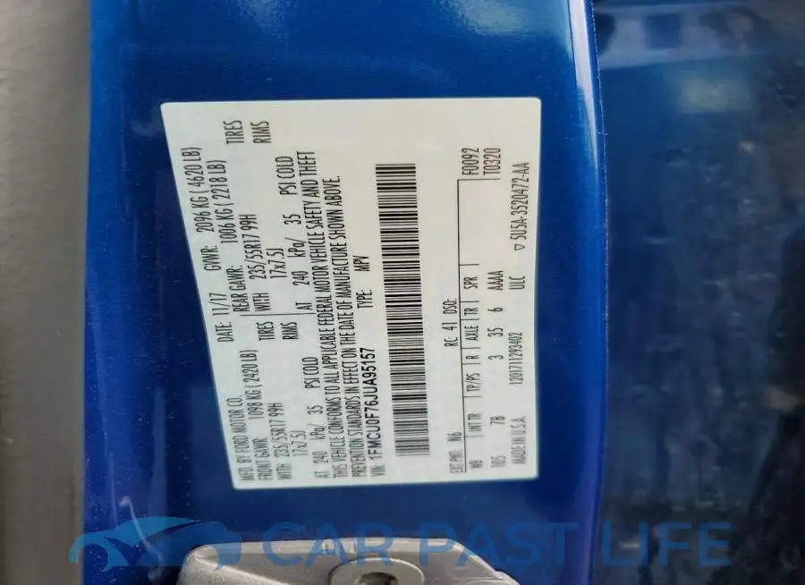 1FMCU0F76JUA95157# 12