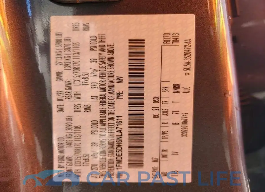 1FMDE5DH6NLA71611# 14